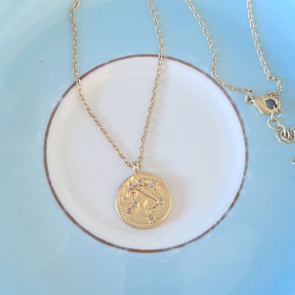 14K Gold Dipped Libra Zodiac Pendant Necklace - Picture 1 of 4